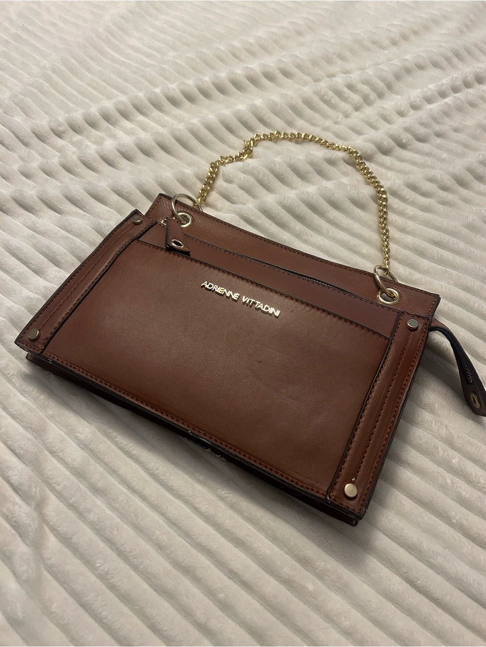 Adrienne Vittadini Brown Leather-like Chain-Handle Shoulder Bag